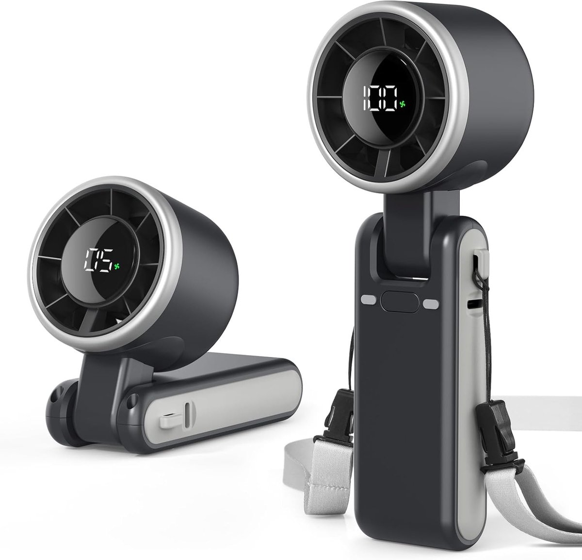 Draagbare ventilator - 4000mAh batterij - Lange batterijduur - 3-in-1 - Zakventilator - Kantoor/Reizen/Strand/Kamperen - Handventilator - Mini - Zwart