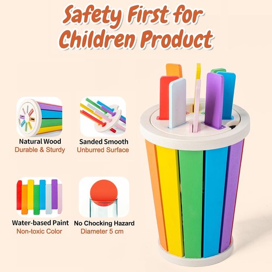 Montessori speelgoed vanaf 1 jaar, kinderspeelgoed om te leren kleuren, sorteerspel, steekspel, educatief spel vanaf 2 jaar, houten speelgoed, baby, motoriekspeelgoed, cadeau voor meisjes en — afbeelding 4