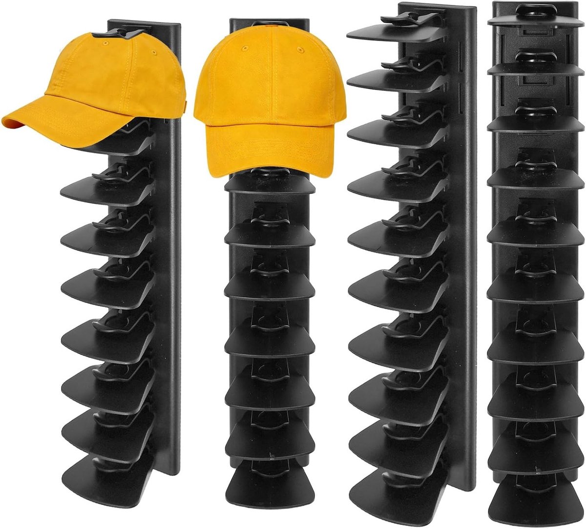 Opbergrek voor baseballpetten, wandmontage met schroeven, geschikt voor 40 petten, afneembare klemmen en ruimtebesparende deurhouder