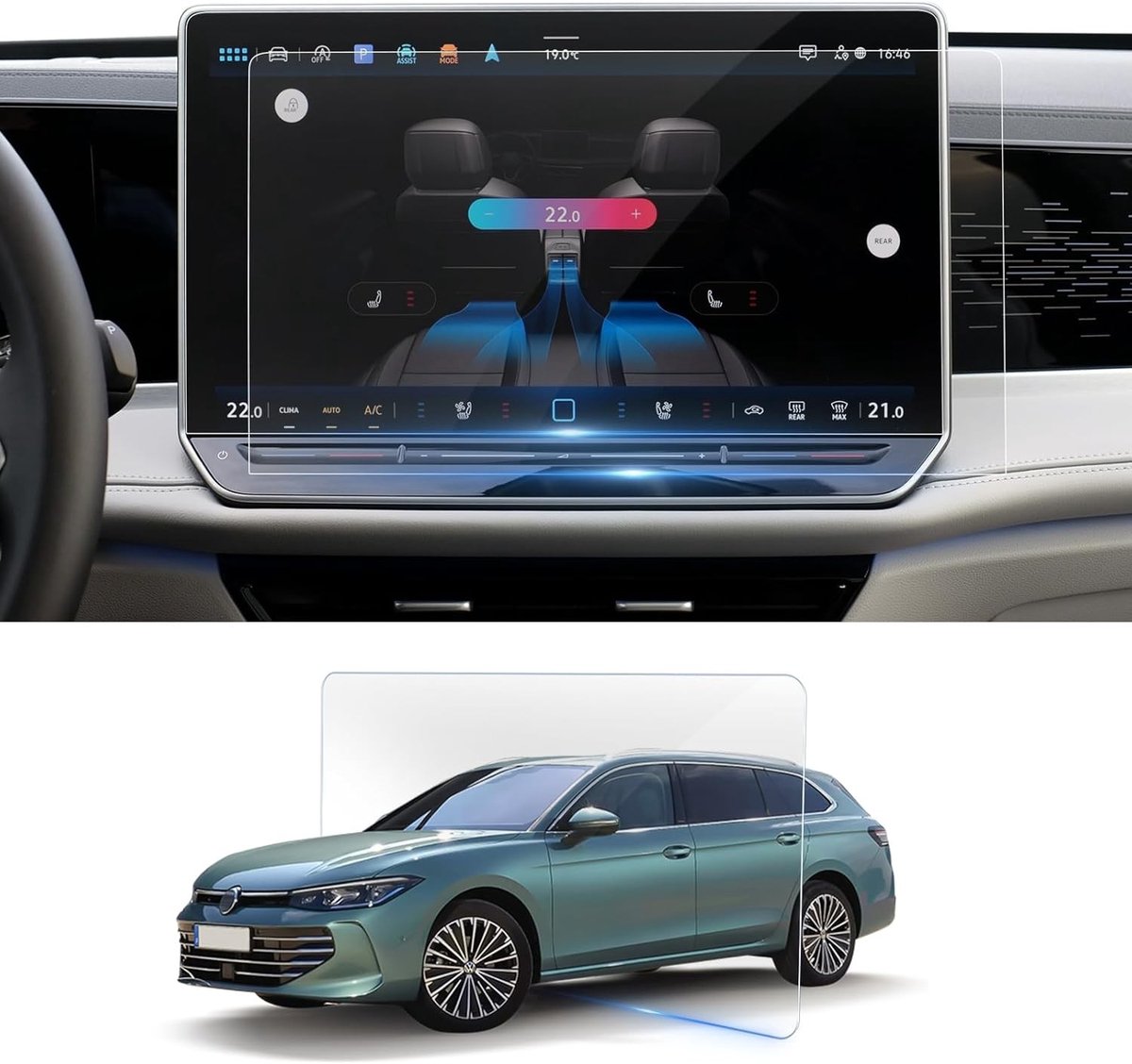 Navigatie Beschermfolie voor VW Passat B9 Variant R-Line 15 inch - Nano Screen Protector 6H Krasbestendig en Duurzaam - Accessoires voor 2024 en 2025 (2 Pack)
