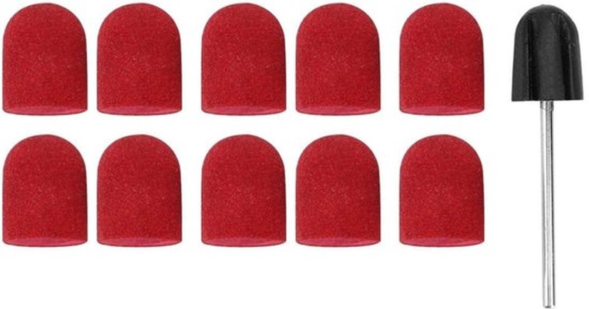Vervangende set voor nagelboor, nagelvijl, polijstvijl, nagelkunst schuurband, polijstkop, gereedschap, slijpschijf, polijstkopbit, schuurkap (rood)