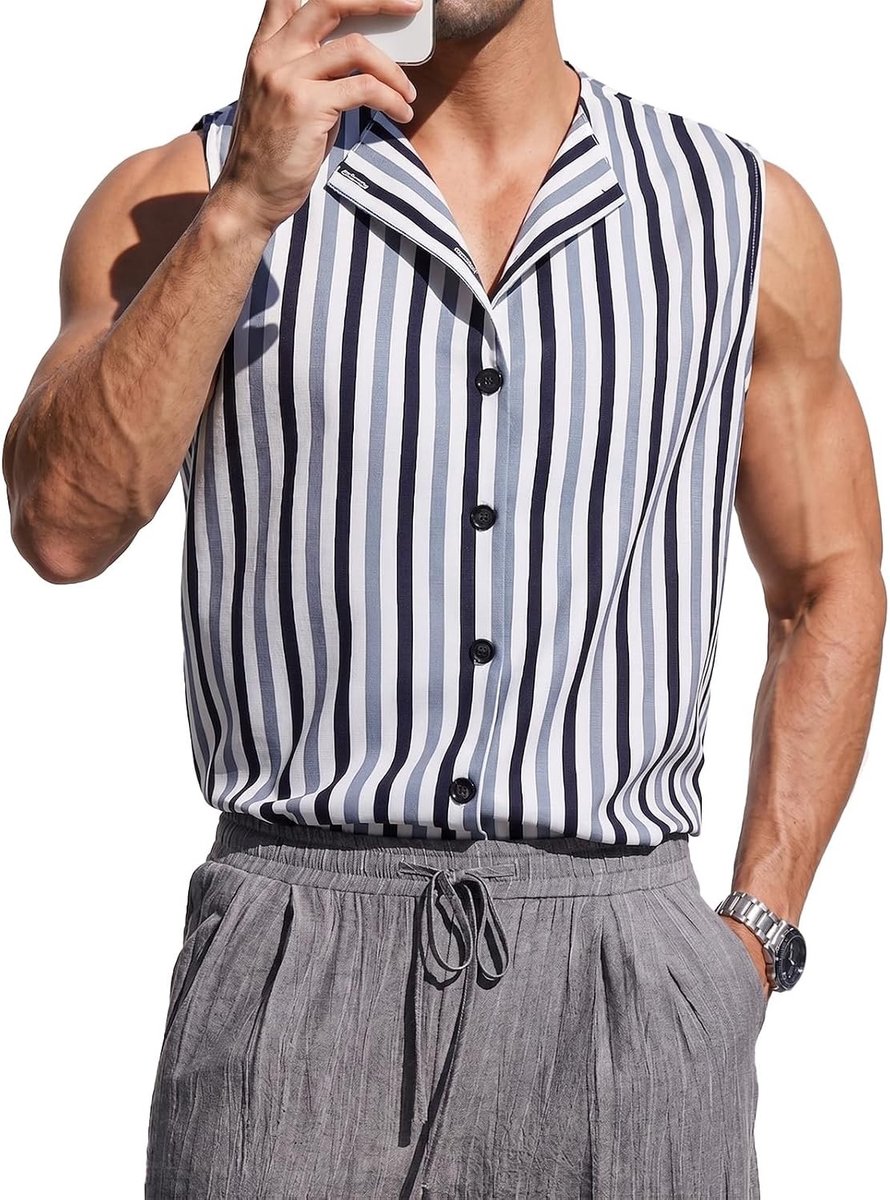 Gestreepte Heren Tanktop van Hoge Kwaliteit voor Comfort en Stijl in de Zomer