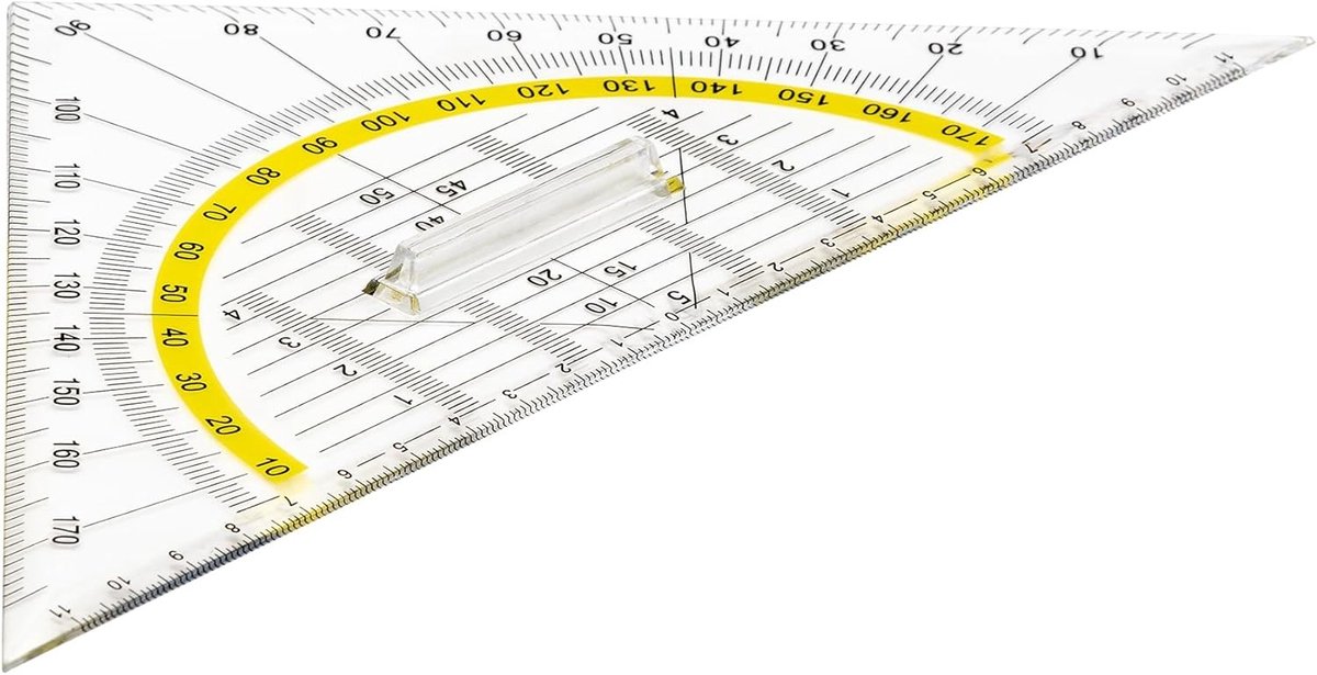 Geodriehoek - Transparant - Stevige Grip - Interne Schaal - Voor Studenten