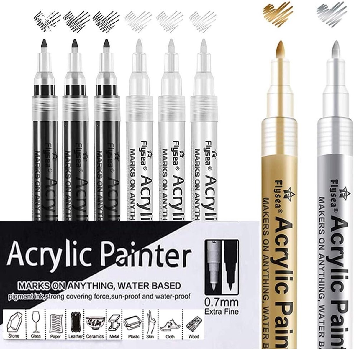 Acrylverf Markerpennen - Multicolor - Waterdicht en UV-bestendig - Fijne punt voor gedetailleerd werk - Voor Creatieve Projecten