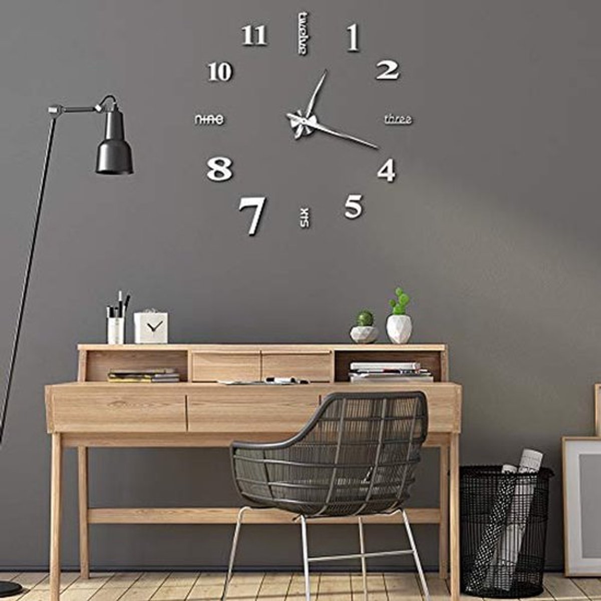 Wandklok 3D - Zilver - DIY Acryl Muurstickers - Modern Design Zonder Frame