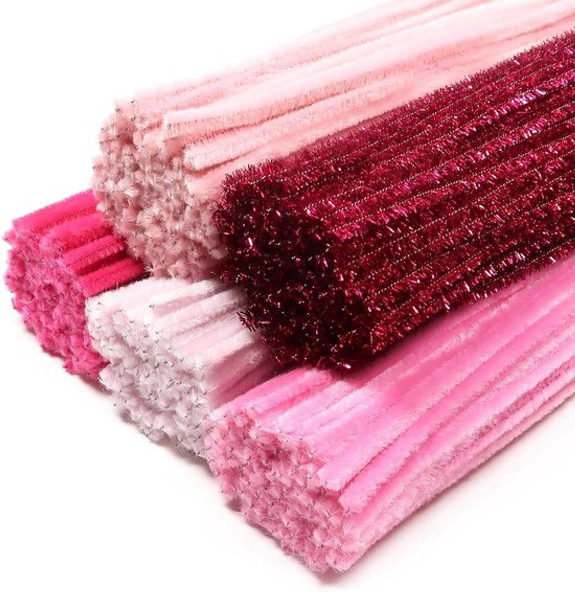 Stelen voor kunsthandwerk - Pijpreiniger - Roze vezel - Party en decoratie - Doe-het-zelf 