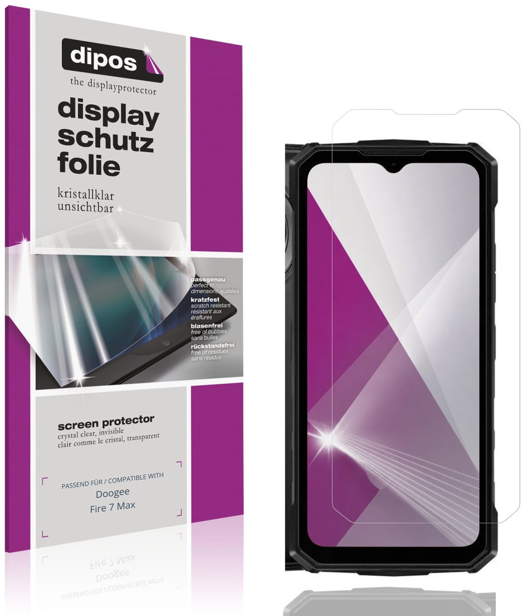 dipos – 4x Beschermfolie geschikt voor Doogee Fire 7 Max | Krasbestendige & heldere Screenprotector Ultra-Thin