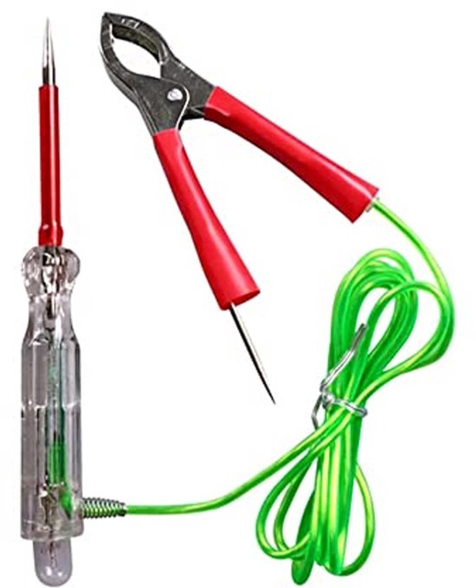 Automotive Circuit Tester, Testlamp Automotive 3-24 Volt DC Voltage Tester, Dual Probes PU Antifreeze Kabel Grote Alligator Clip Twee-Weg Voltage Test