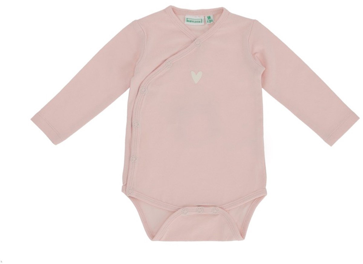 Babylook Romper Overslag Lange Mouw Love - Maat 50 - Crystal Pink