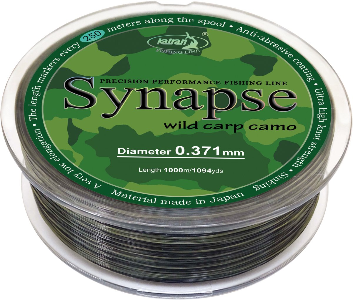 Synapse Wild Carp Camo 37/00 Camouflage Karperllijn 1.000 meter Zinkende Vislijn Extra Low Stretch