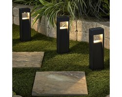 Merkloos Solar Tuinlamp met Grondspies - 2 Warmwitte LED’s - Automatische Schemeringssensor - 33 × 8 x 5 cm - Zwart