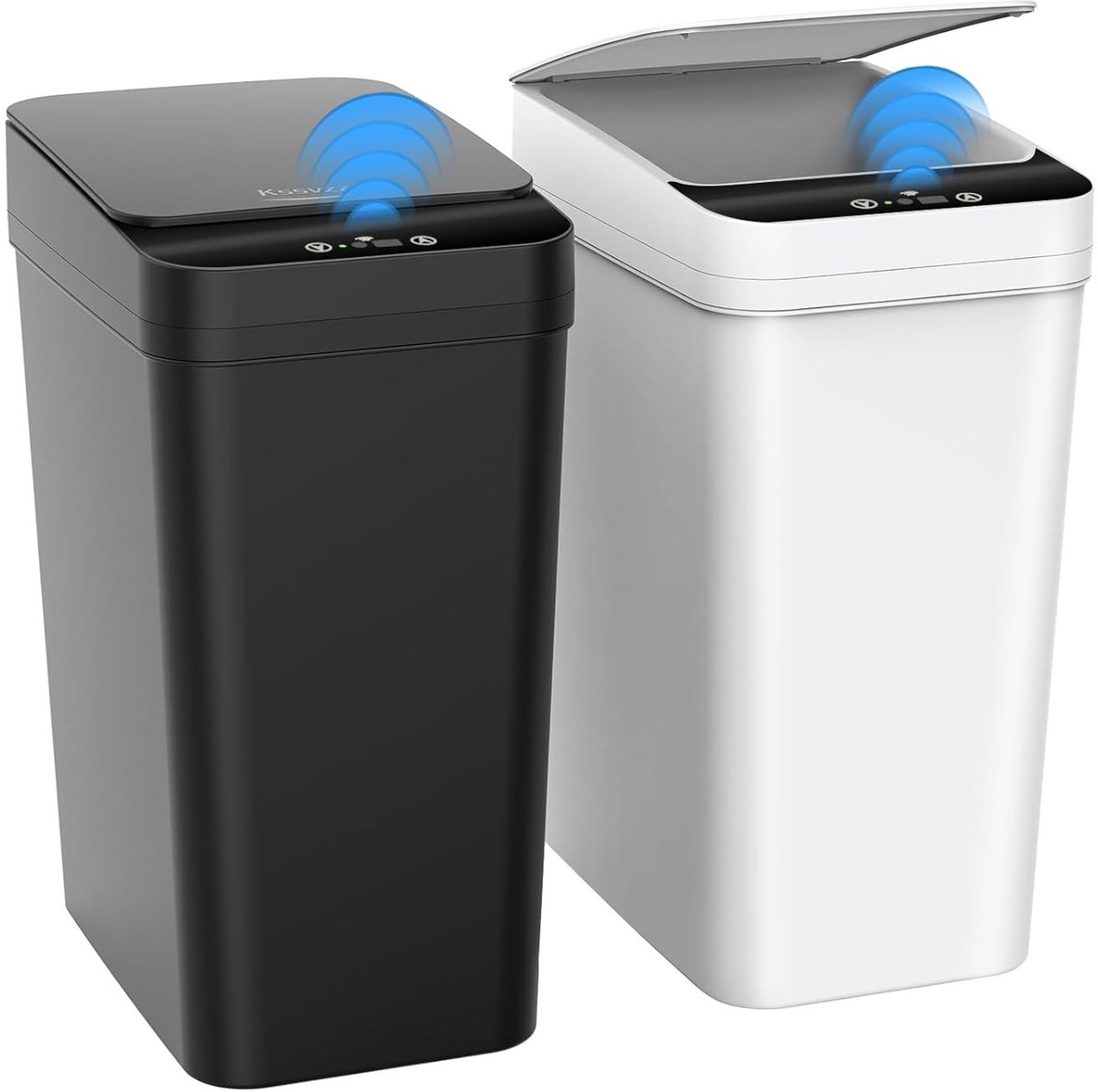 Set van 2 Kleine Prullenbakken 10L - Moderne Afvalbak voor Kantoor, Badkamer, Keuken en Slaapkamer (Zwart, Wit) - Compacte en Stijlvolle Oplossing voor Afvalbeheer