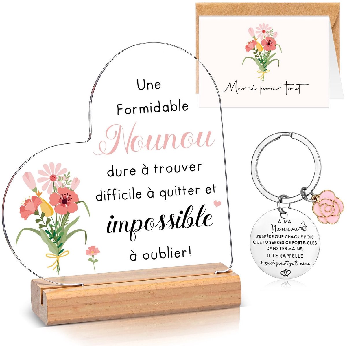SolidKeus - 4 Stuks Bedankset voor Nanny met Kaart en Cadeauenvelop