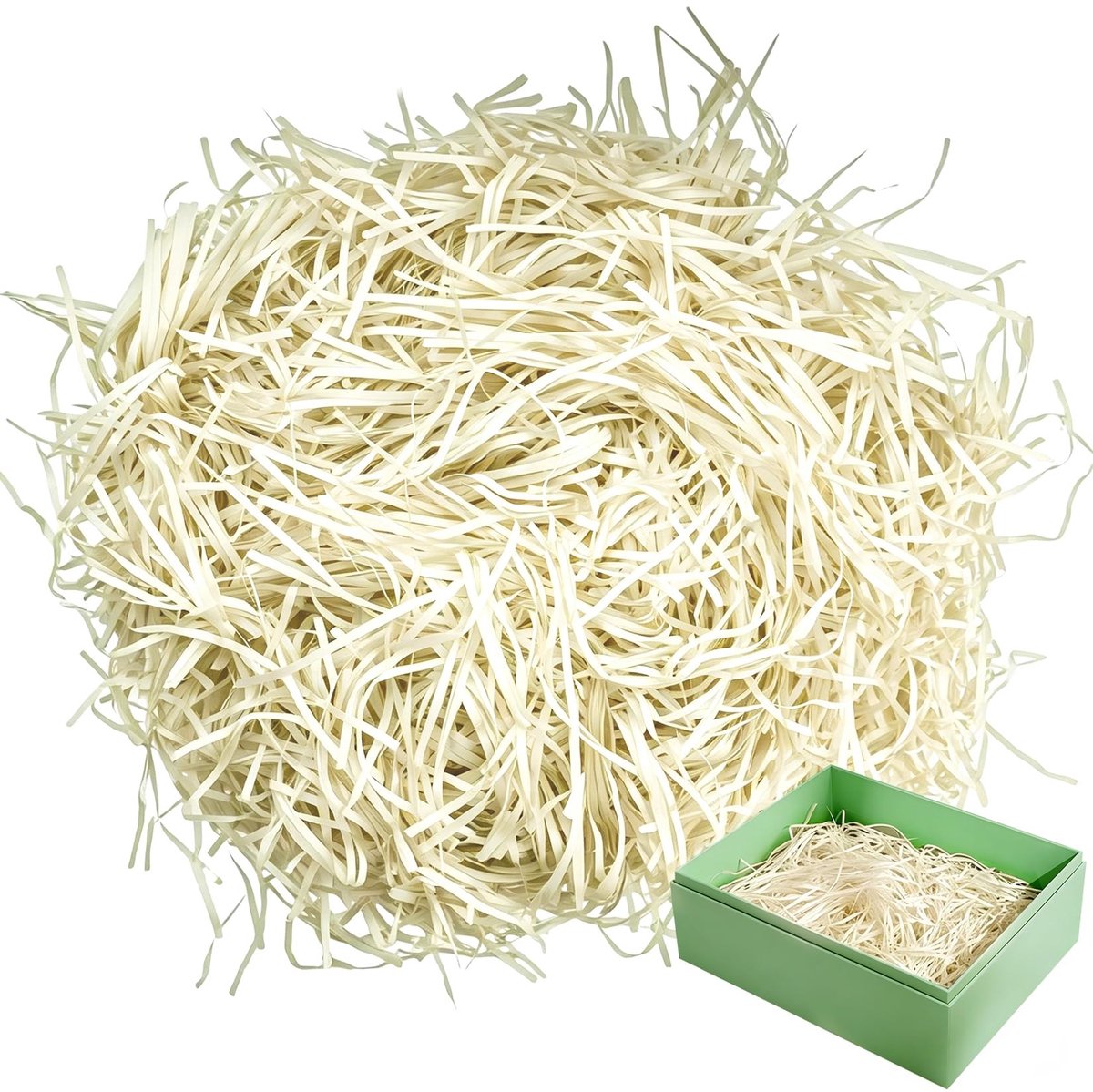 SolidKeus - 500 g Decoratief Paasgras in Melkwit voor Cadeauverpakking