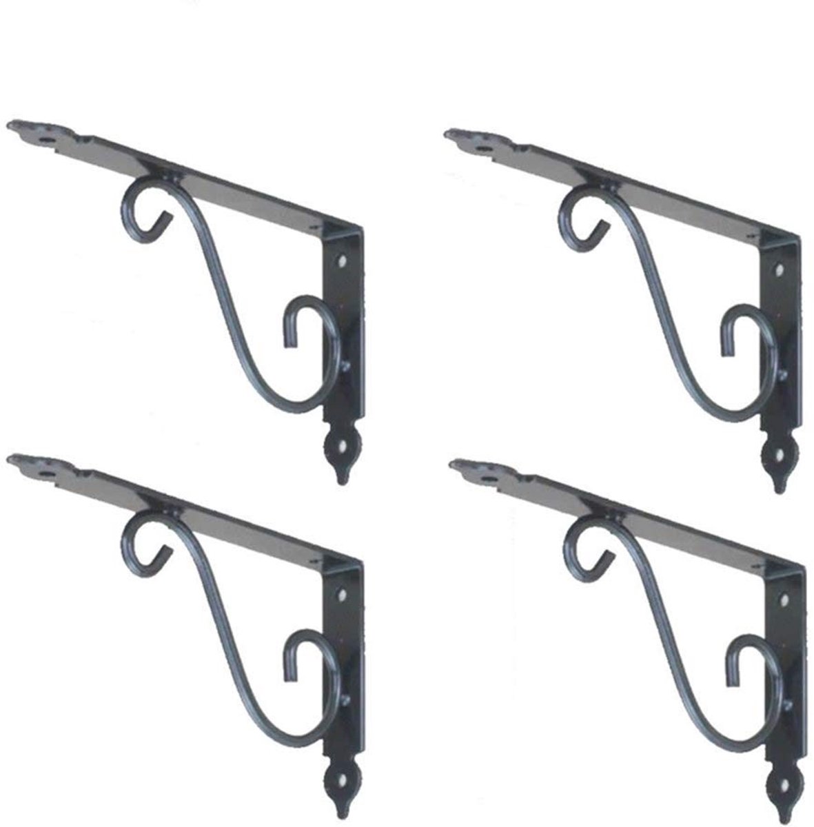 SolidKeus - 4 Stuks Zware Planksteunen voor Wandmontage, Zwart