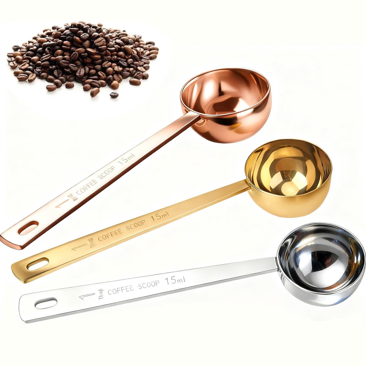 SolidKeus - Set van 3 RVS Koffielepels met Lange Handgreep