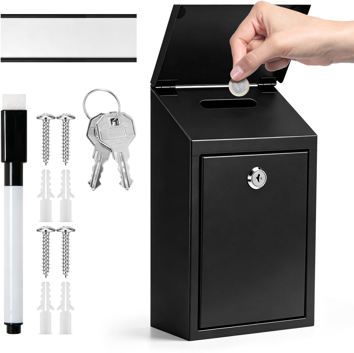 SolidKeus - Wandgemonteerde Metalen Donatiebox met Slot