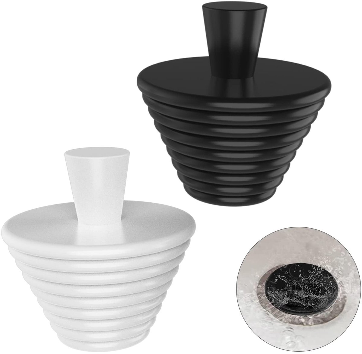 SolidKeus - Set van 2 Universele Silicone Stoppen voor Afvoer