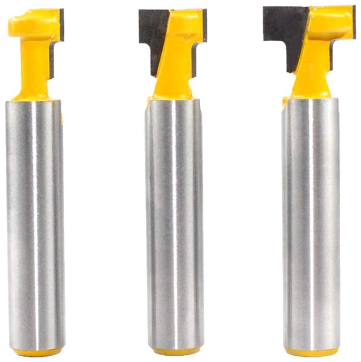 3-delige T-Slot Frees Set voor Houtbewerking, Houten T-Slot Frezen, Carbide Frees Bit, Precisie Frezen voor Router, Ideaal voor Meubelbouw en Houtprojecten