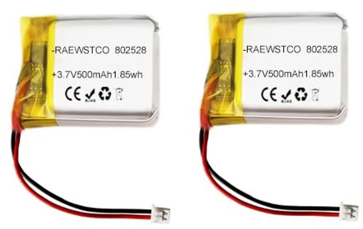 SolidKeus - 2 Stuks Polymeer Lithium Batterij 3,7V 500mAh voor Powerbanks en Honden Trainers