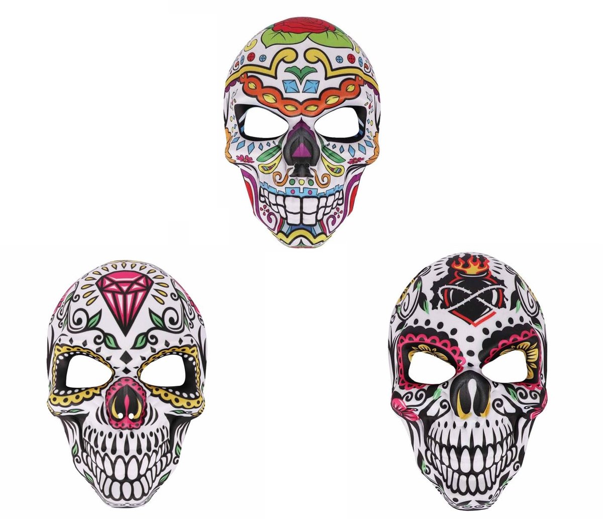 SolidKeus - Dag van de Doden Suiker Skull Masker voor Cosplay en Feestjes