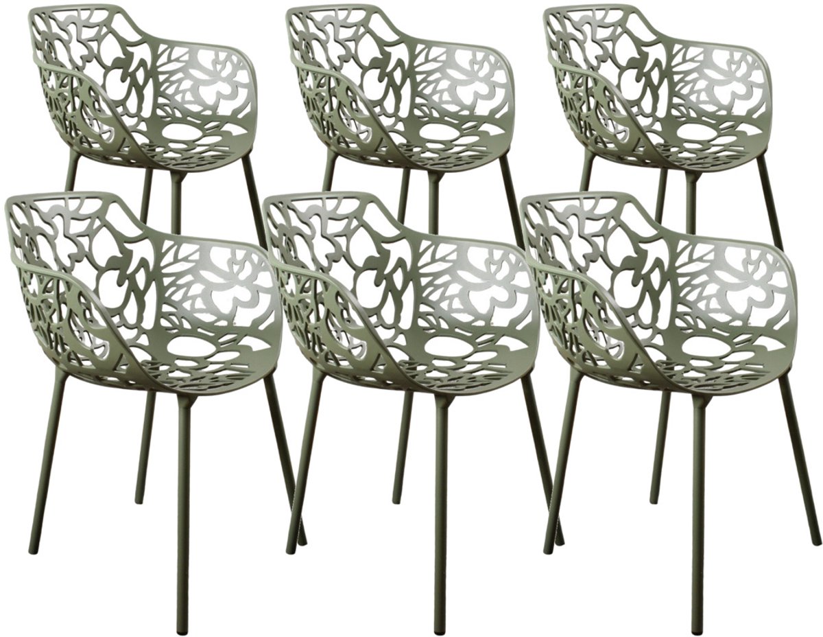 DS4U® - Cast eetkamerstoel - Set van 6 - Avocado - Aluminium - Met armleuning