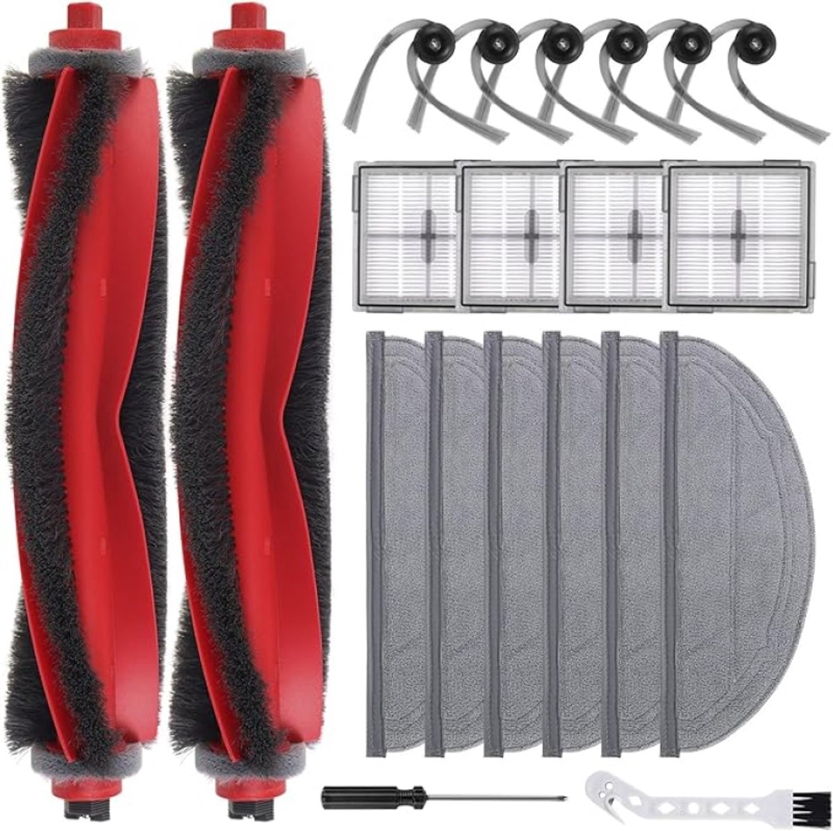 Accessoires vervangende onderdelen voor Roborock Q10 S5 en Q10 S5+ robotstofzuiger - 2 hoofdborstels, 4 filters, 4 zijborstels, 6 dweildoeken