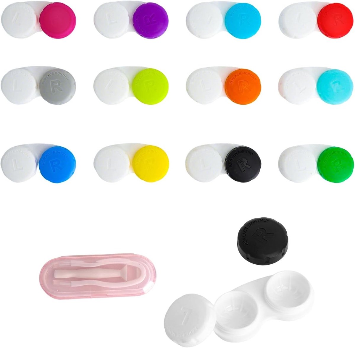 Kleurrijke Contactlenshouders - 24 Stuks, Draagbare Opbergdozen voor Contactlenzen, Ideaal voor Thuis en Reizen, Veilig en Hygiënisch Opslagmateriaal