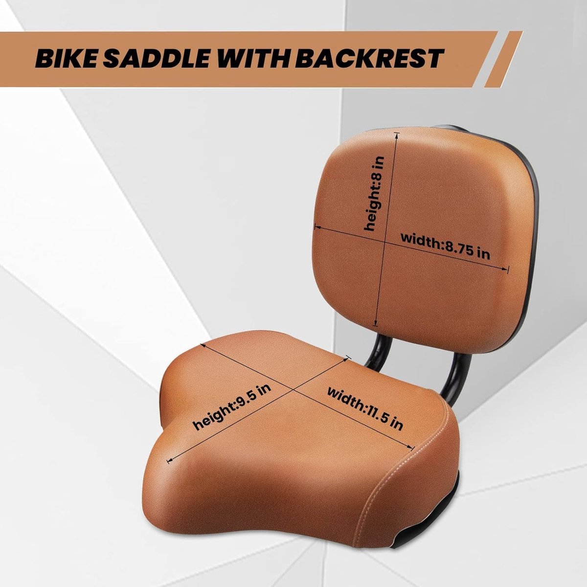 Fietszadel met rugleuning - Comfort zadel - Comfortabel fietsen - Verstelbare rugleuning - 24 x 29 cm - Bruin