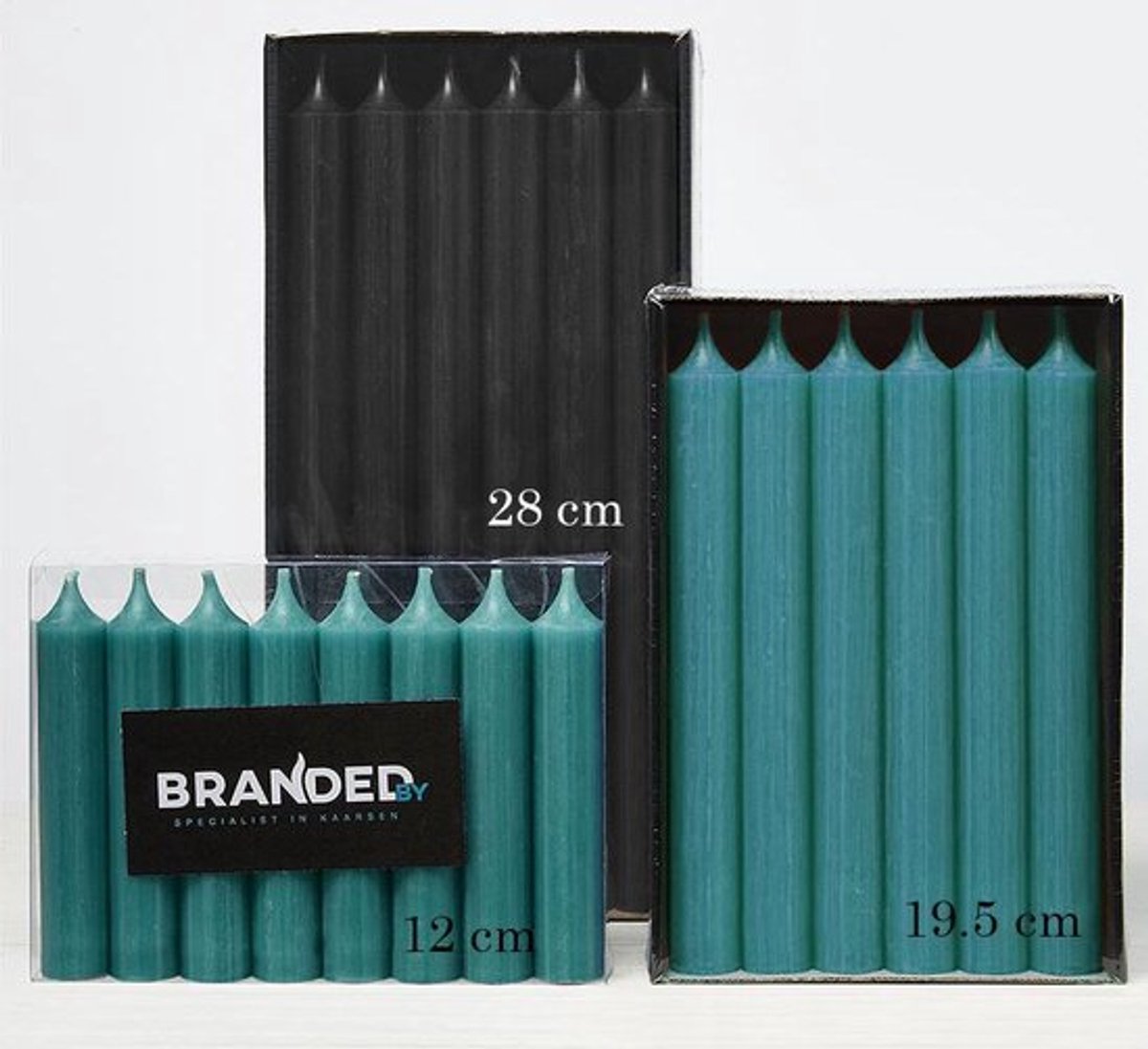 Branded By | Lange dinerkaarsen 28 cm | Black | 18 stuks 10 uren Brandtijd