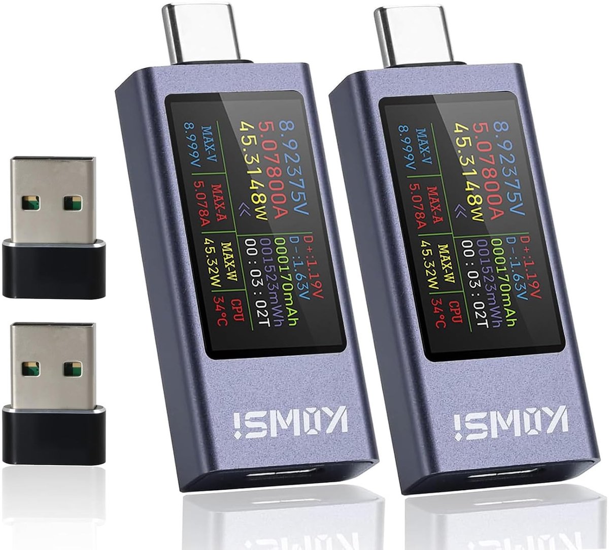 USB Stroommeter met Type C-Adapter - Compact en Nauwkeurig - Voor Stroom en Vermogensmeting