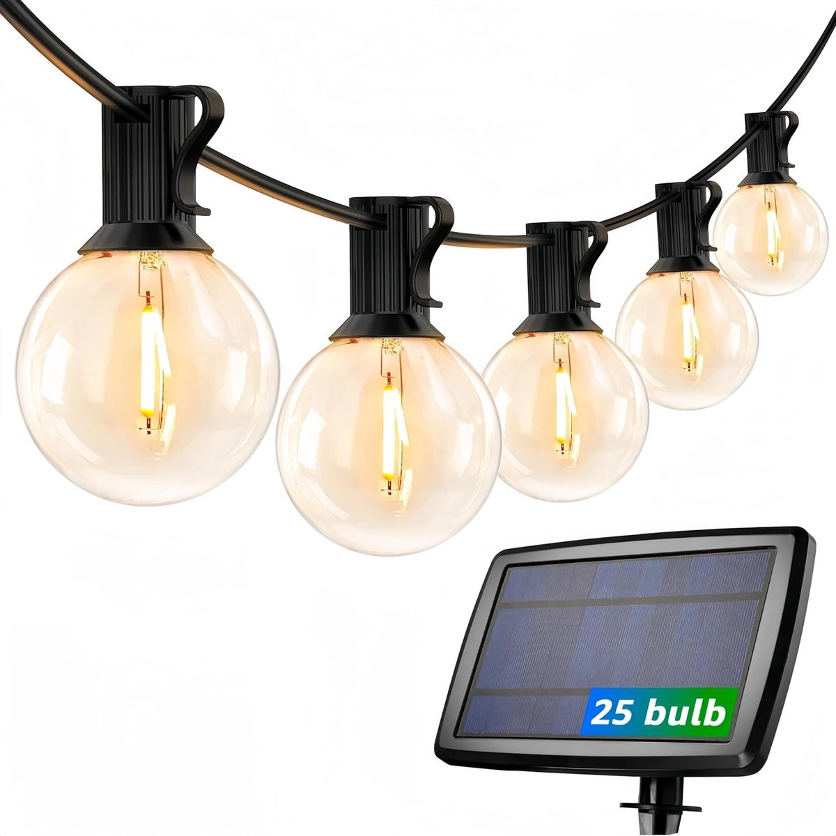 Tuinverlichting buiten lichtsnoern - Warmwit - 7,62 meter - Waterdicht met Zonne-energie en 25 LED's - Decoratieve Feestverlichting voor Tuin en Terras