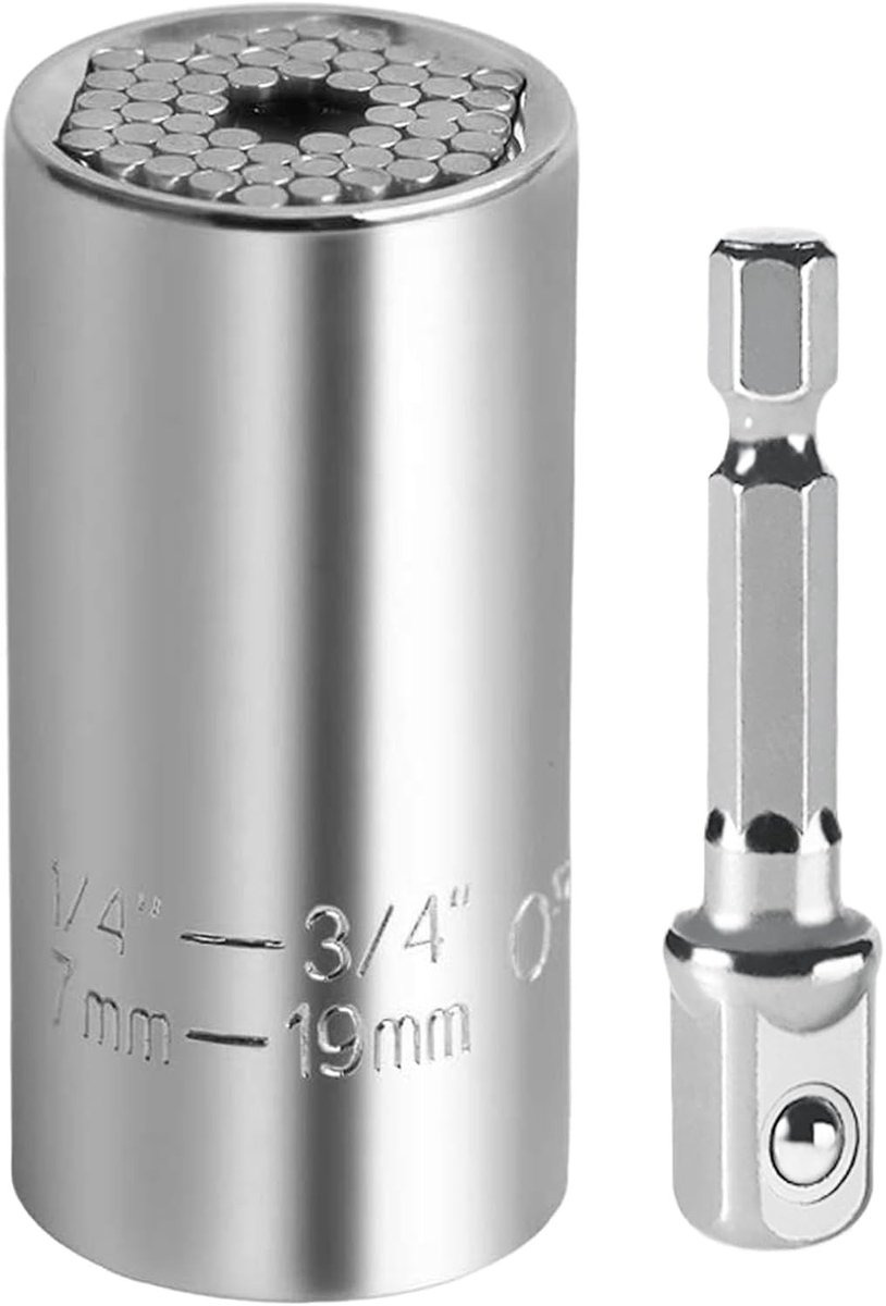 Universele Doppenset - Chroom - 7-19 mm - Multifunctionele Socket Tool met Booradapter - Voor Mannen en Doe-Het-Zelfers