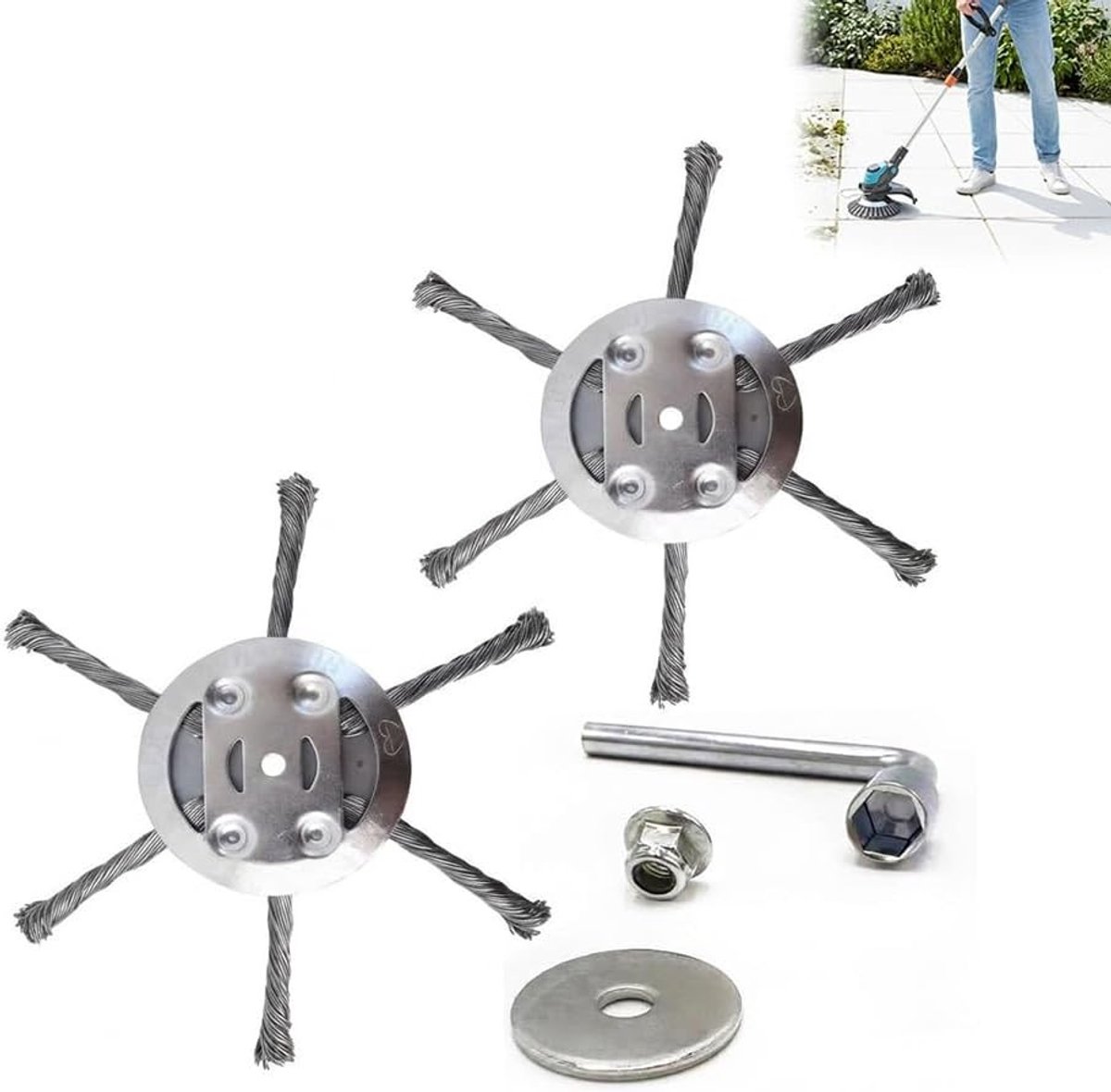 Onkruidborstel - Zwart - 155 mm - Staaldraad voor Grastrimmer - Voor Kleine Lithium-Accu