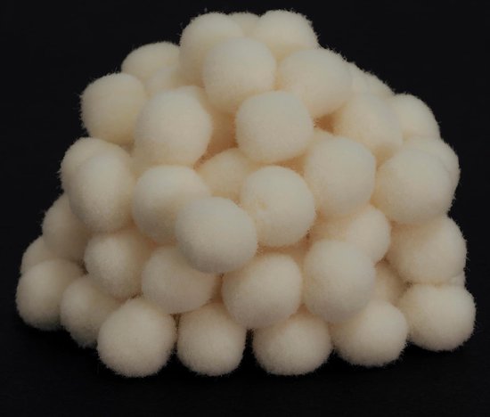 - C60470-100 pompons Ø 13 mm - kleur vuil-wit - van textiel - slingers om zelf vorm te geven voor hobby korte kleding decoratie naaien kleding borduurwerk — afbeelding 4