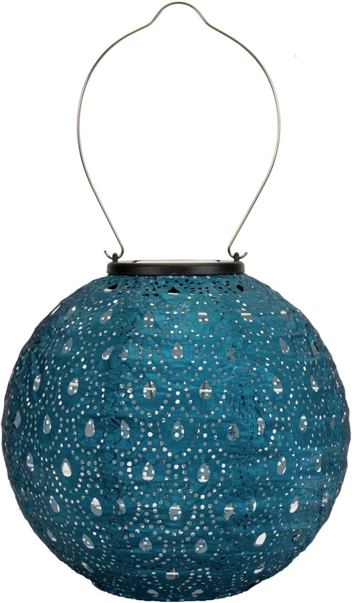 48304 LED-lantaarn op zonne-energie Sunshine Charm donkerblauw IP44 lamp op zonne-energie