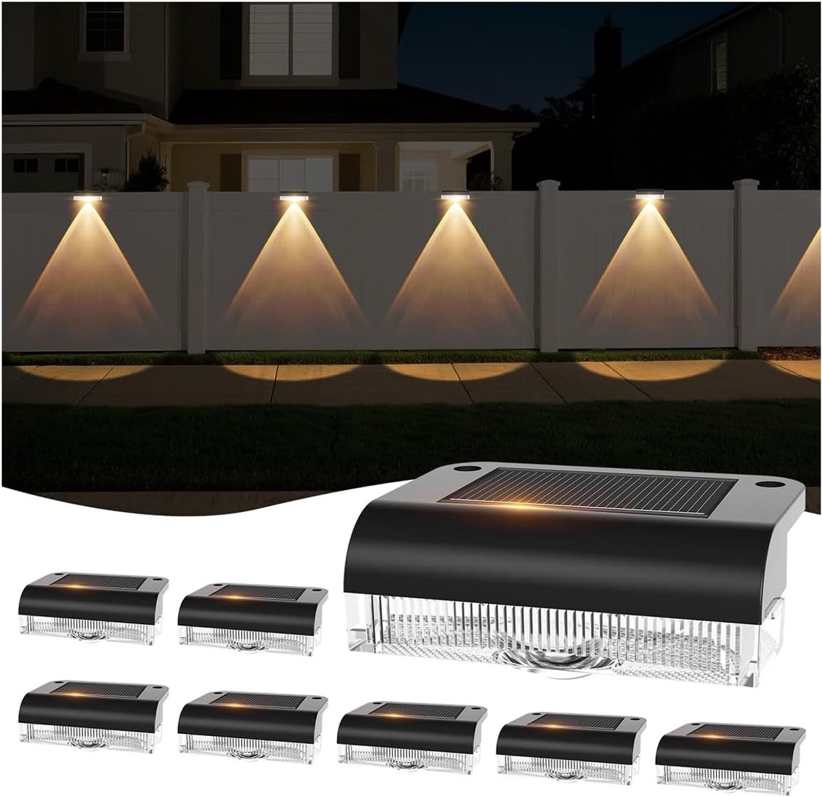 Buiten Zonnelampen - 8 Stuks - Waterdichte Zonne-verlichting voor Trappen en Hekken - Voor Terras en Tuin