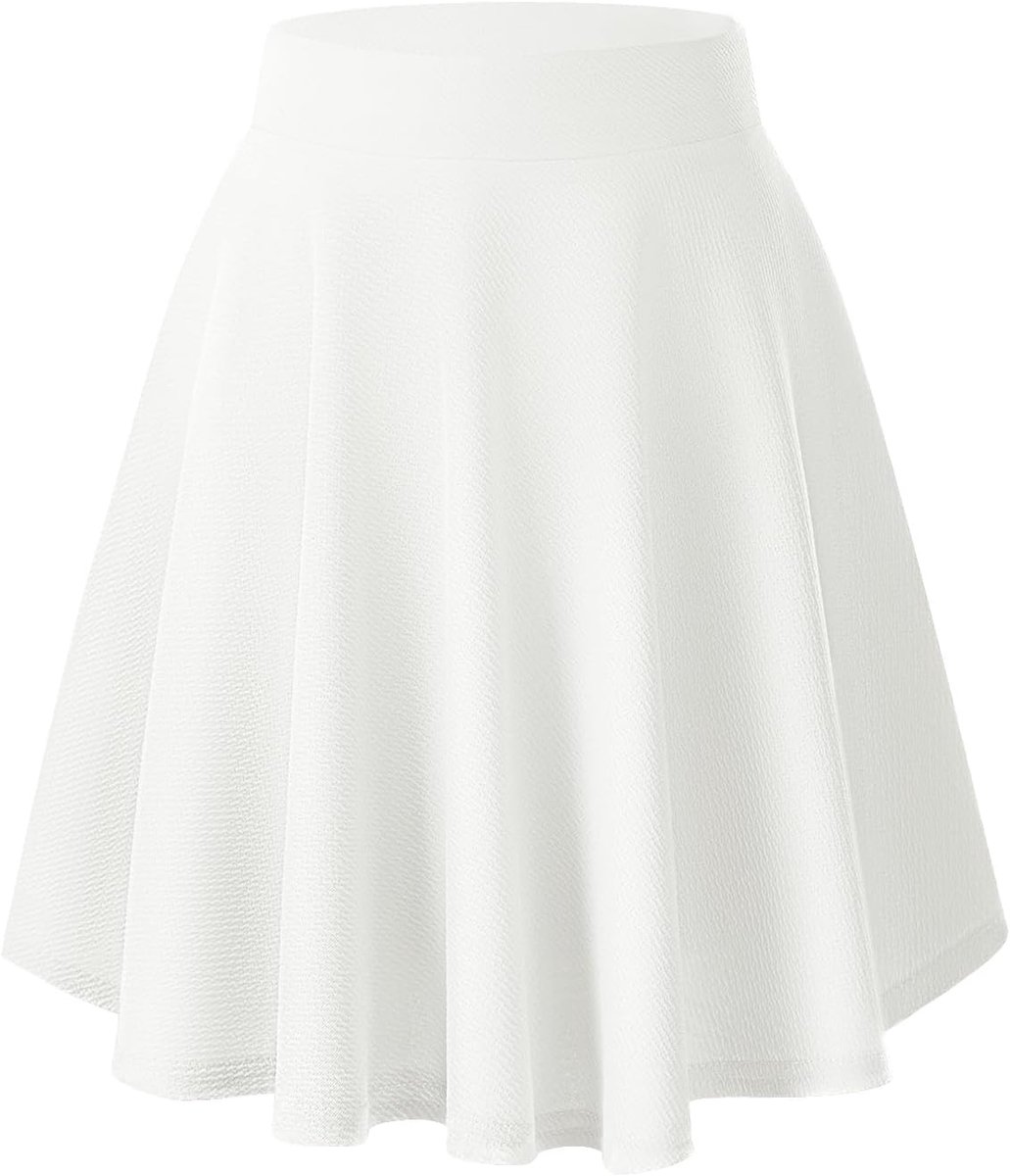 Elegante Elastische Taille Flared A-lijn Midi Rok Basic Uniform Geplooide Skater Rokken