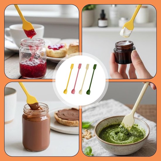 Spatels, dubbele kop, mini-deegschraper siliconen voor kleine containers, siliconen spatel, klein en deegschraper, smal voor glazen, crèmes, jam en cosmetica, siliconen lepel — afbeelding 4