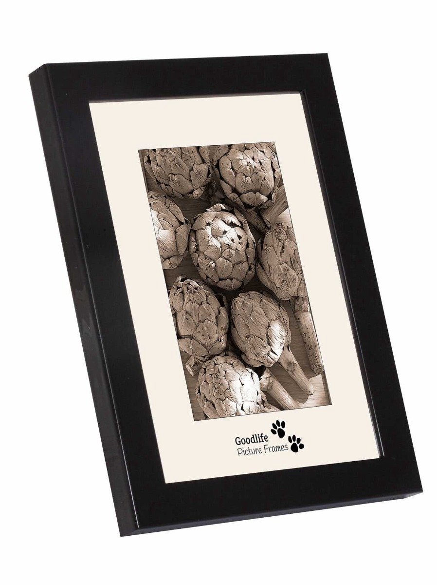 Houten Fotolijst Piano Zwart Hoogglans-50x75 - Helderglas - Breedte profiel is 30 mm - Goodlife Picture Frames