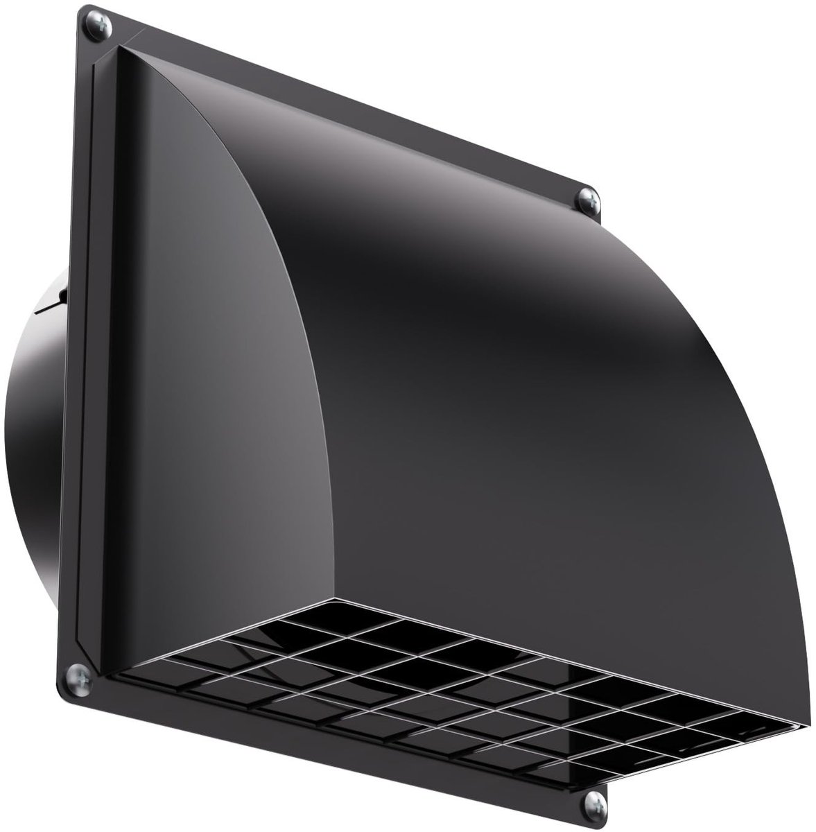 SolidKeus - 150 mm Zwart Ventilatierooster met Insectenbescherming