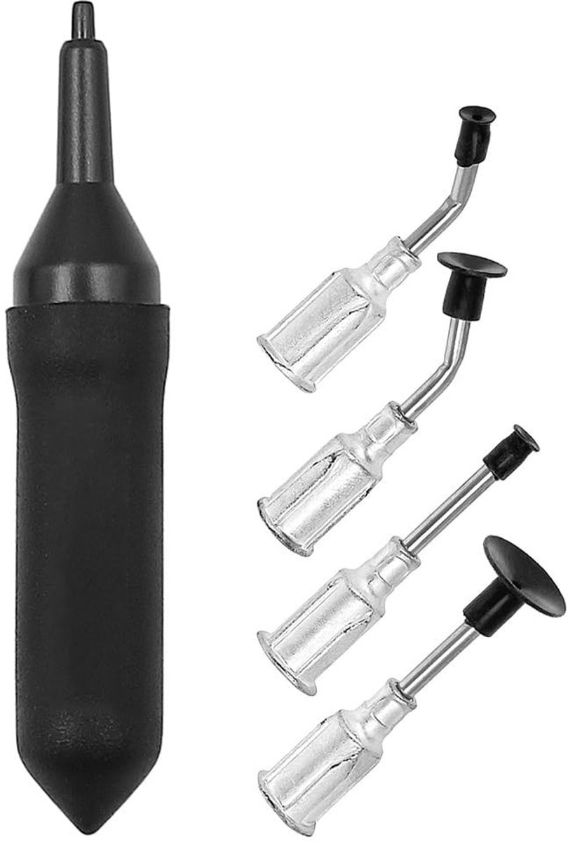 SolidKeus - Zwarte Rubber Vacuümzuiger Pen met 4 Zuigkoppen