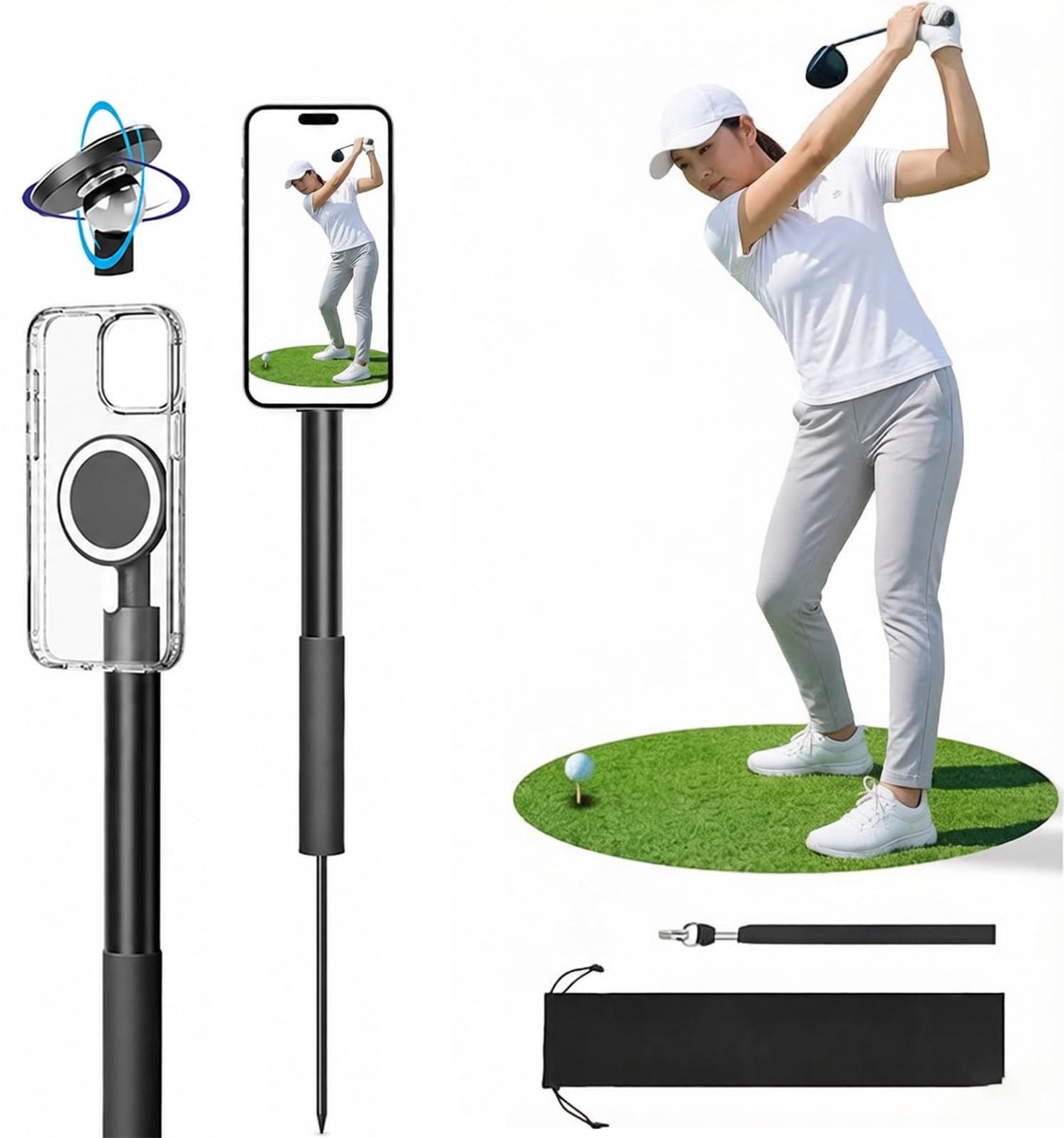 SolidKeus - Golf Monopod met Magnetische Bevestiging en Verstelbare Tripod