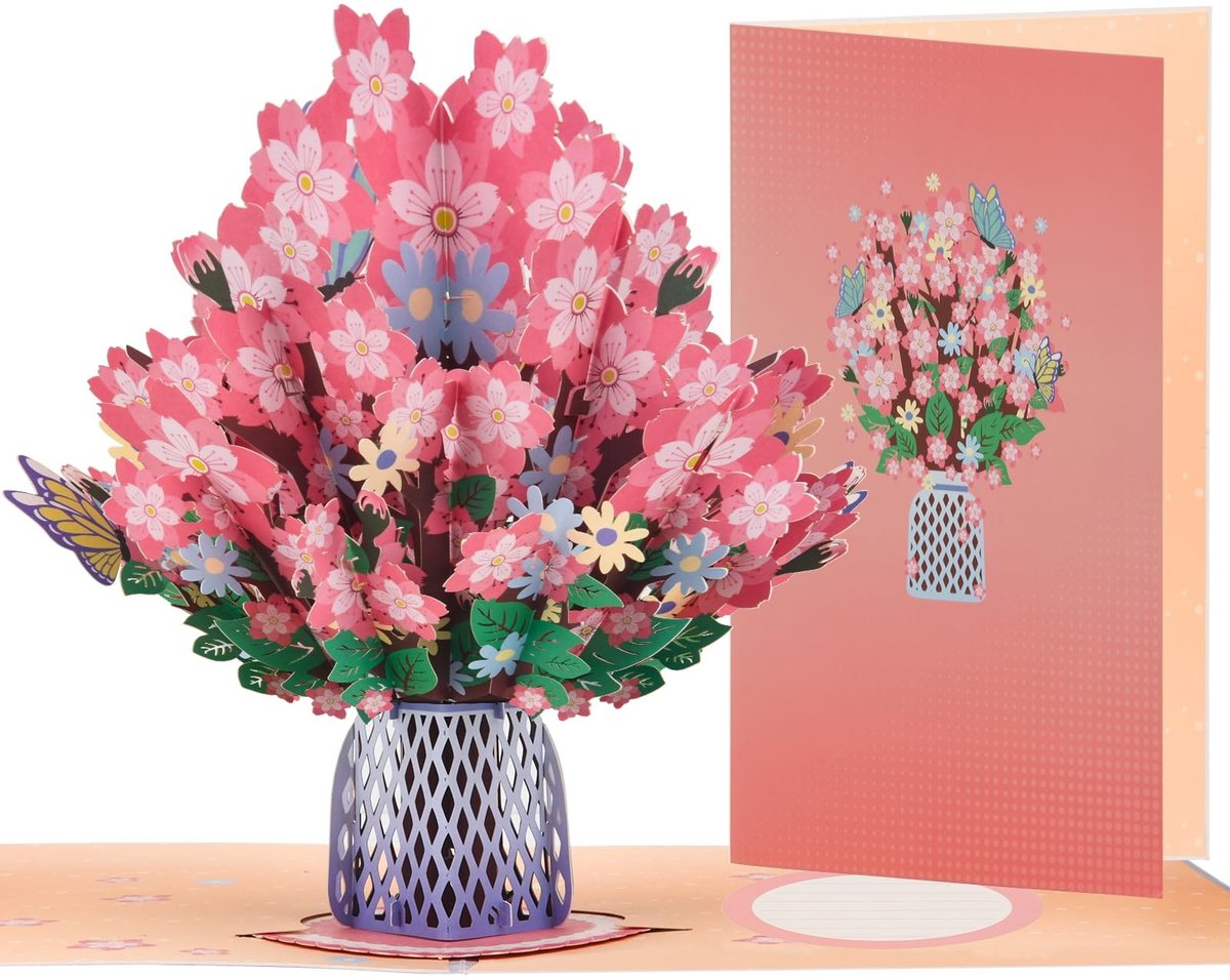 SolidKeus - 3D Pop-Up Bloemen Verjaardagskaart voor Vrouwen