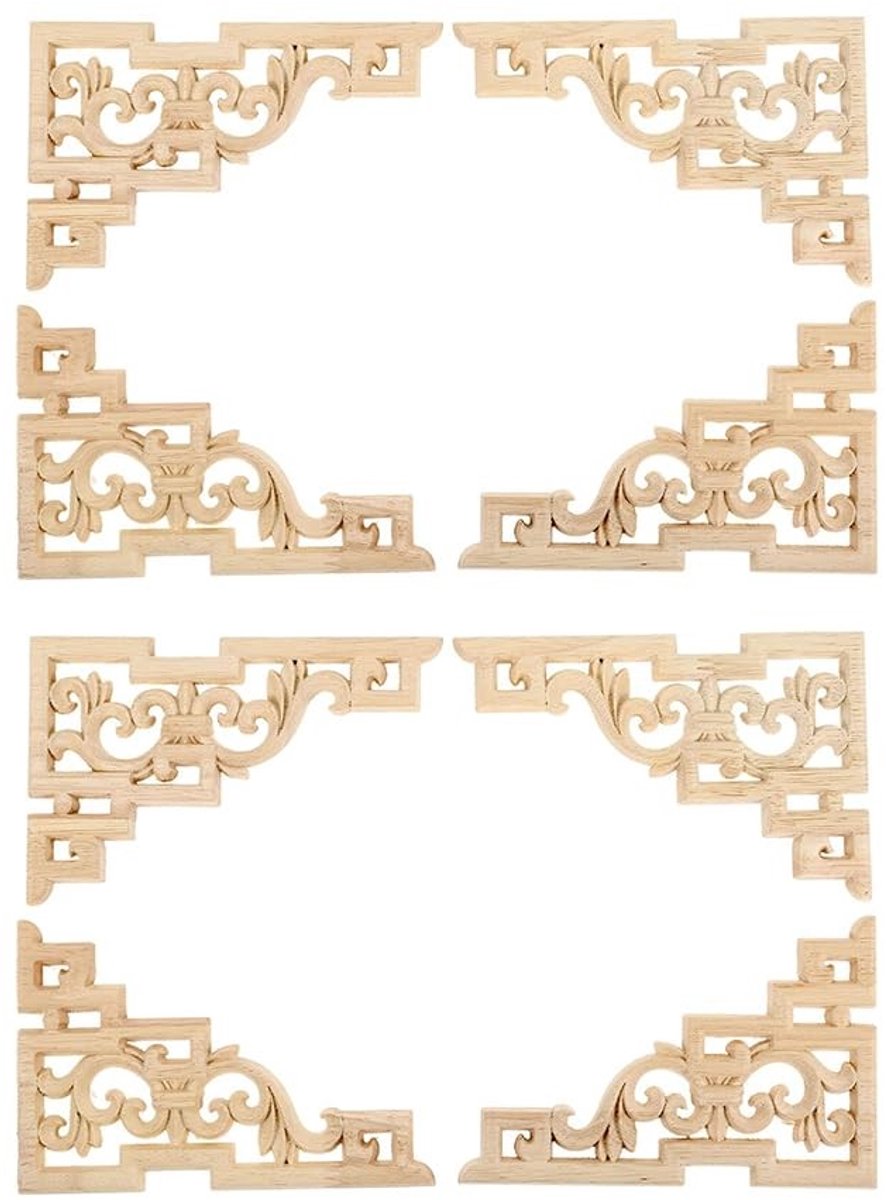 SolidKeus - Set van 8 Houten Gegraveerde Moldings voor Meubeldecoratie