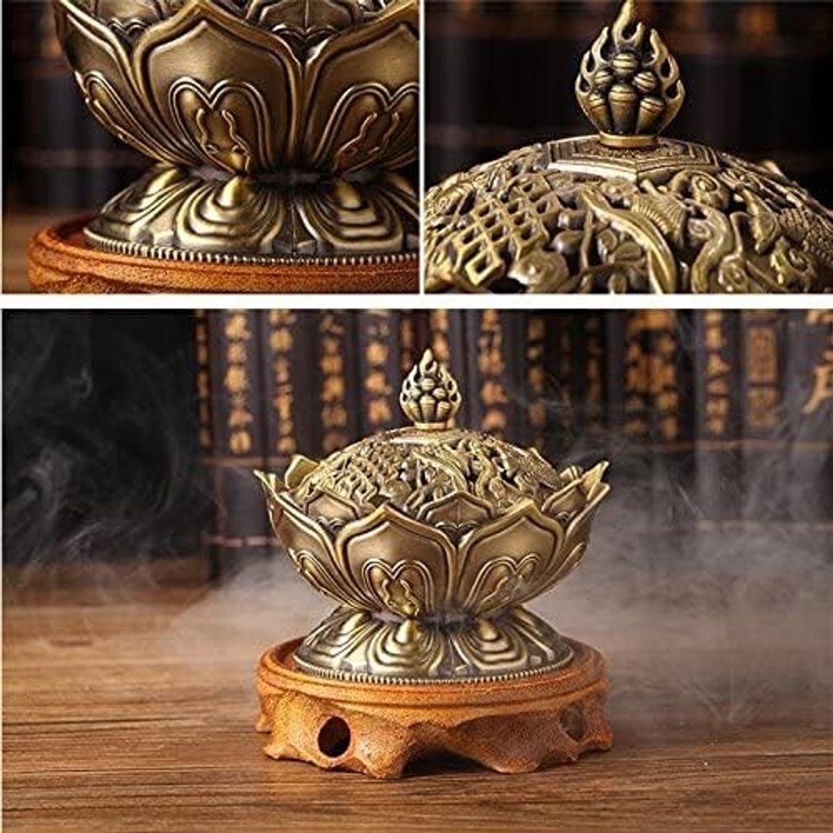 Koperen wierookhouder voor thuisdecoratie, boeddhistische meditatie en spirituele ambiance