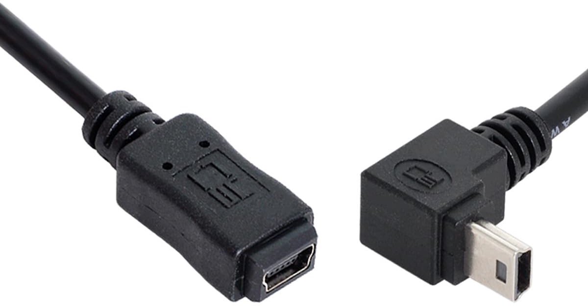SolidKeus - Mini USB 5Pin Male naar Female Verlengkabel met 90 Graden Hoek 20cm