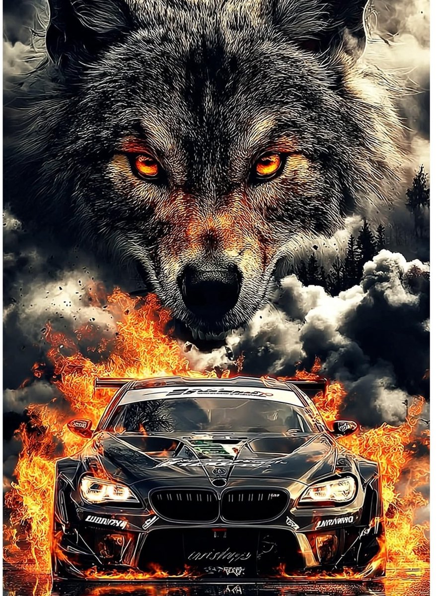 SolidKeus - Wolf Diamant Schilderij Kit 30 x 40 cm voor Huisdecoratie
