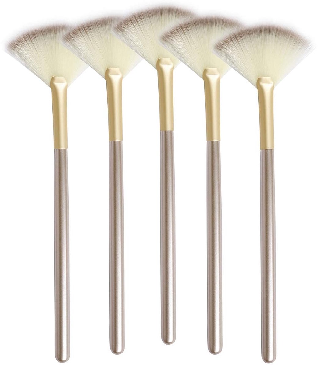 SolidKeus - Set van 5 Make-up Fan Brushes voor Gezichtsbehandelingen