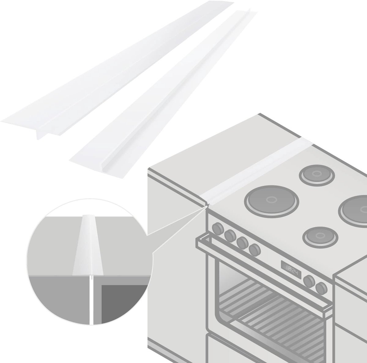 SolidKeus - Silicone Afdekstrips voor Keuken met 2 Stuks, 63 cm
